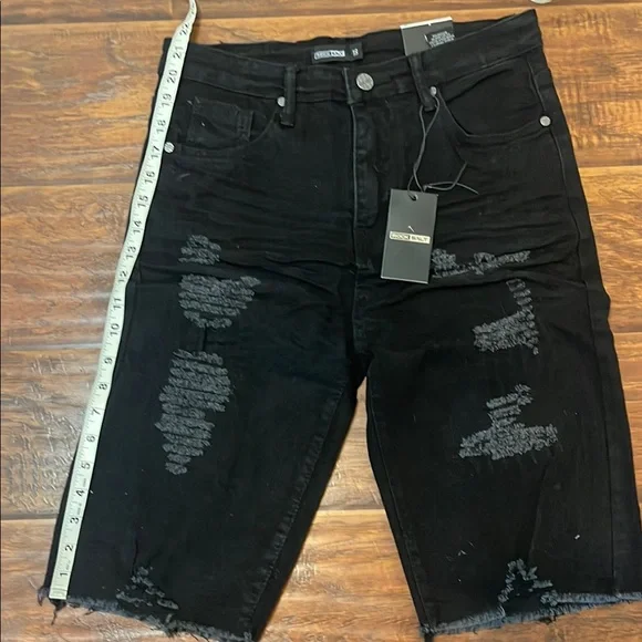 Distressed Black Denim Shorts - Picture 4 of 5